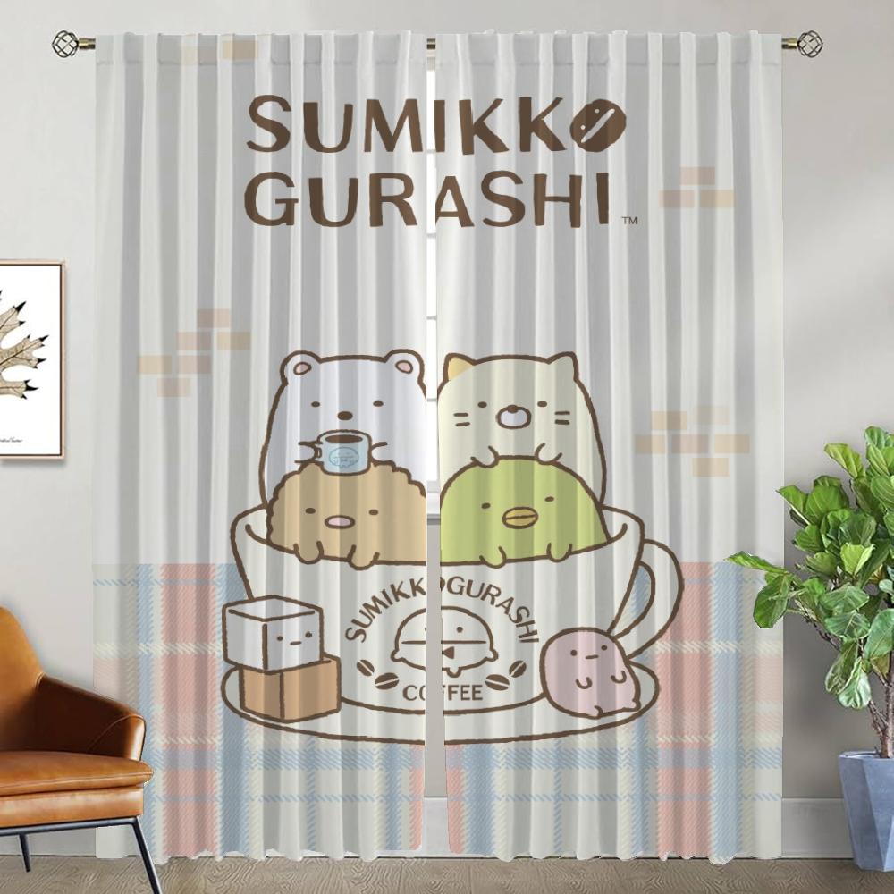 Sumikko Gurashi Blackout Curtain for Room 2 Panel Shades Home Interior Curtains Partition Halloween Decoration Tulle for Bedroom