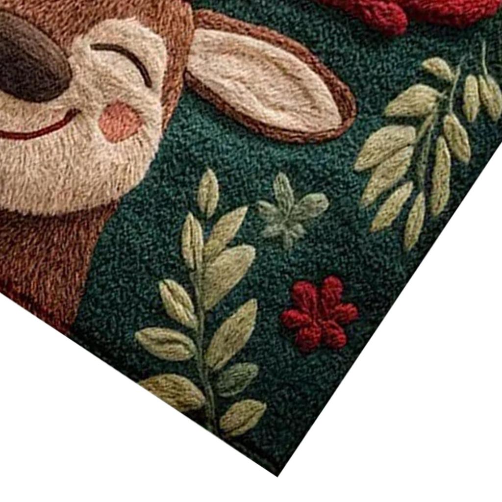 Christmas Elk Door Mat 23.6 X 17.5 Inch Soft Washable Cute Christmas Doormat Kitchen Bath Elk Welcome Mat for Porch Entrance