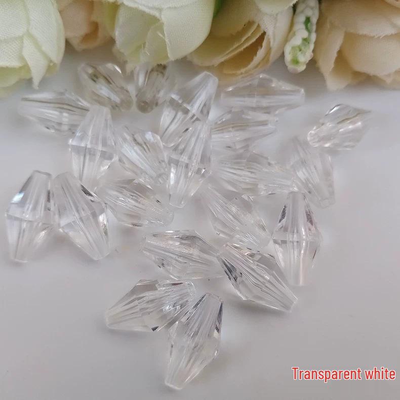 DIY Acrylic Transparent Double-Pointed Rice Beads for Jewelry and Curtain Decoration (7x19mm)