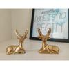 Brass Deer for Home Decor - 2 Piece (6.5 inches,) - 100% Pure Brass Decorative Brass Deer (Hiran) for Desk, Car,  Yellow Antique Finish