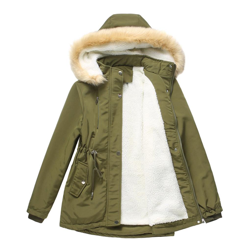 Women's Fashion Solid Colour  And Winter Cotton Loose Cotton Clothes Removable Hood Padded Jacket