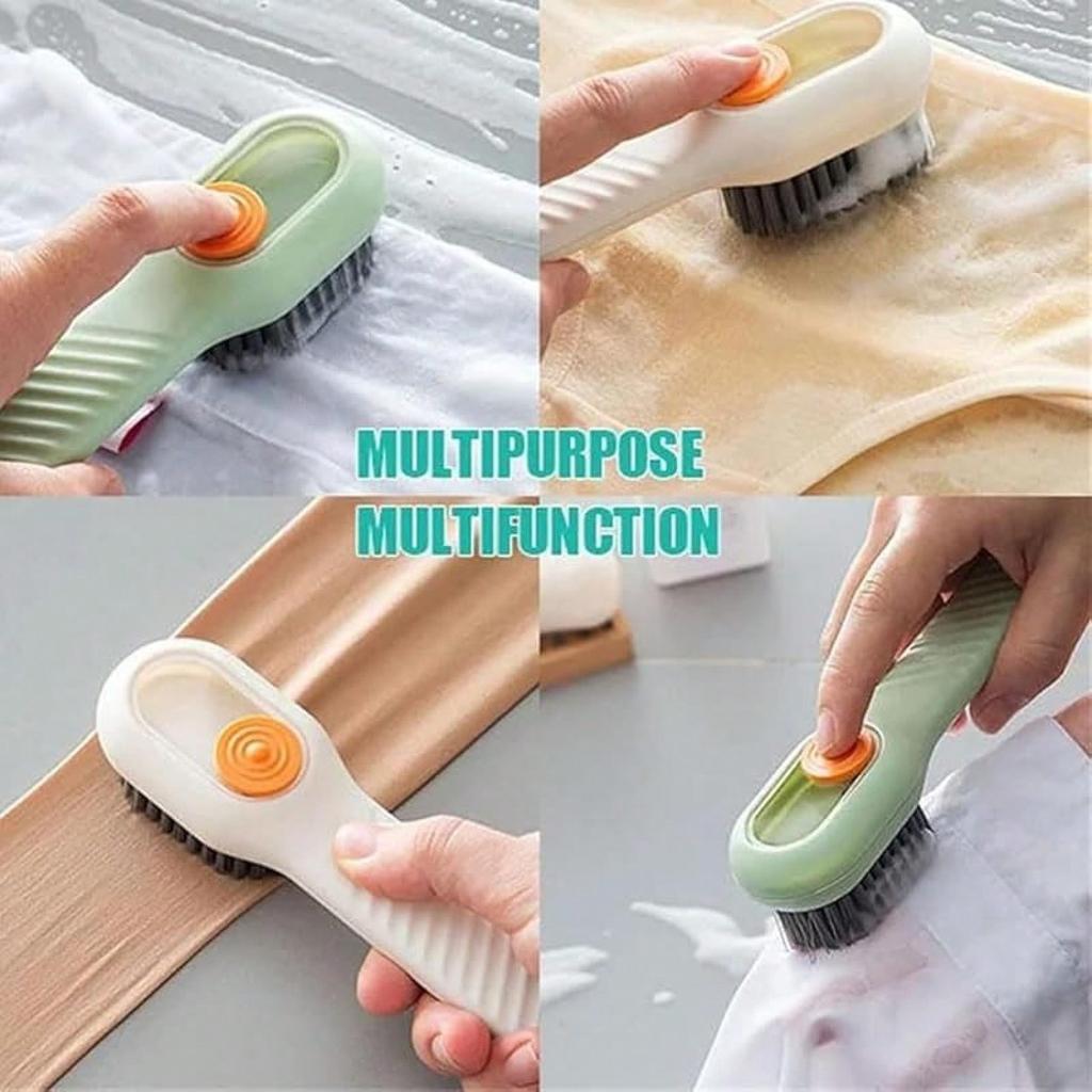 2-in-1 Multifunction Cleaning Brush with Soap Dispenser, Soft Bristle Liquid Shoe & Laundry Brush for Home Cleaning
