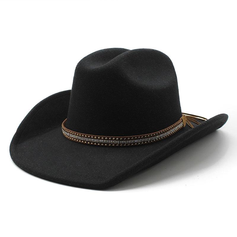 Big Edge Cowboy Top Hat Ethnic Tibetan Hat Soft Woolen Western Cowboy Hat Roll Edge Top Hat