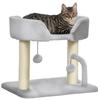 42cm Indoor Cat Tree, with Toy Balls, Sisal Scratching Post - Light Grey