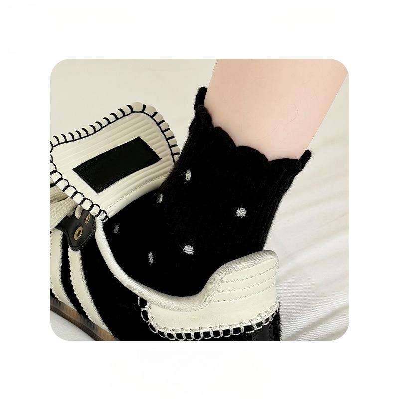 Female Autumn Wooden Ear Side Polka Dot Ballet Wind Tube Pile Socks