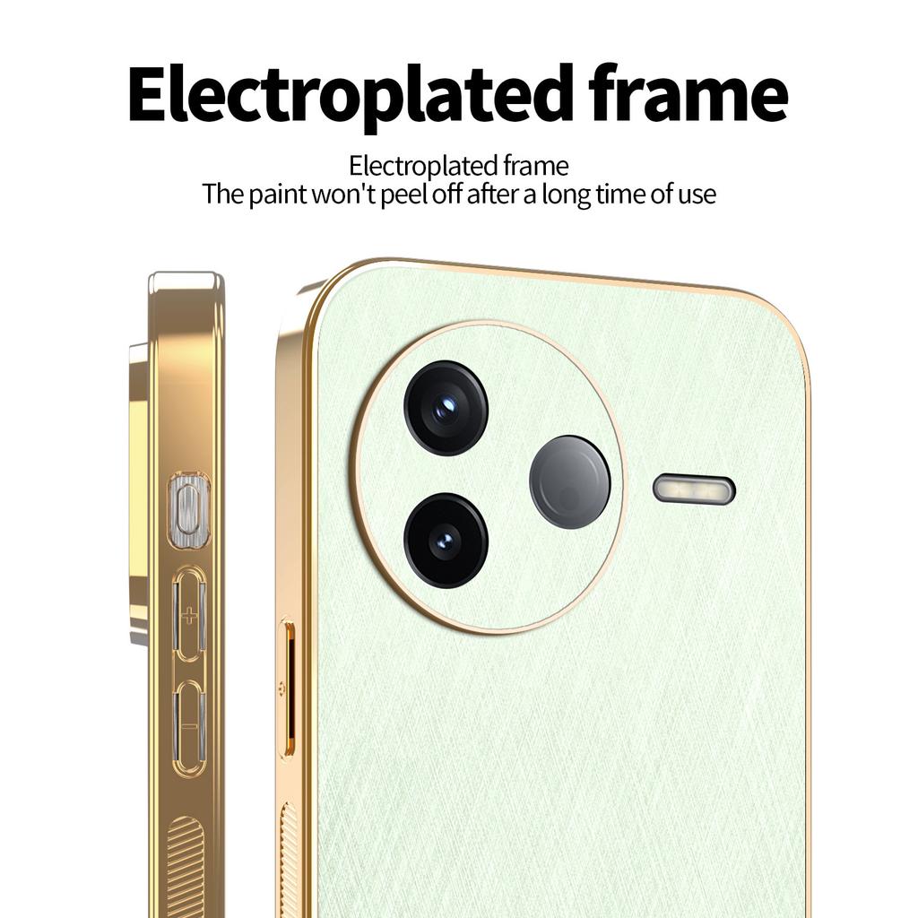 KADEM For Xiaomi Poco F7 Pro 5G/Redmi K80 5G Case Electroplating Silk Texture PU+TPU Phone Back Cover
