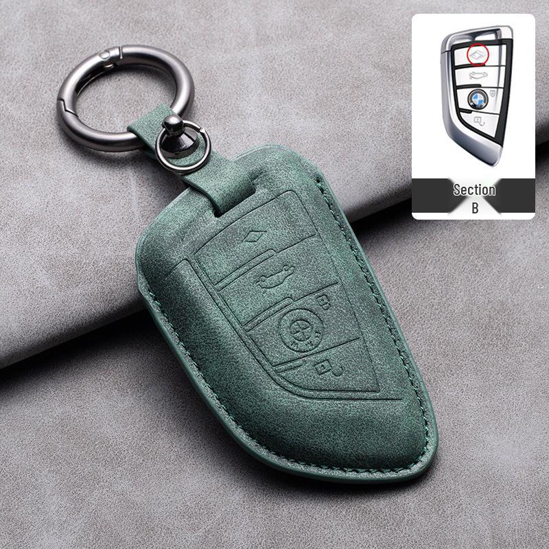 Compatible Leather Keychain Shell for BMW Series: Fits X1, X3, X5, 1 Series, 3 Series, 5 Series, 6 Series, 7 Series, NFC Card Snap