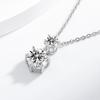 925 Sterling Silver Double Round Moissanite Pendant Necklace Clear CZ Diamond Chain for Women Wedding Jewelry