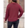 Plus Size Women S Long Sleeve Knit Turn Down Collar Striped Casual Basic Top
