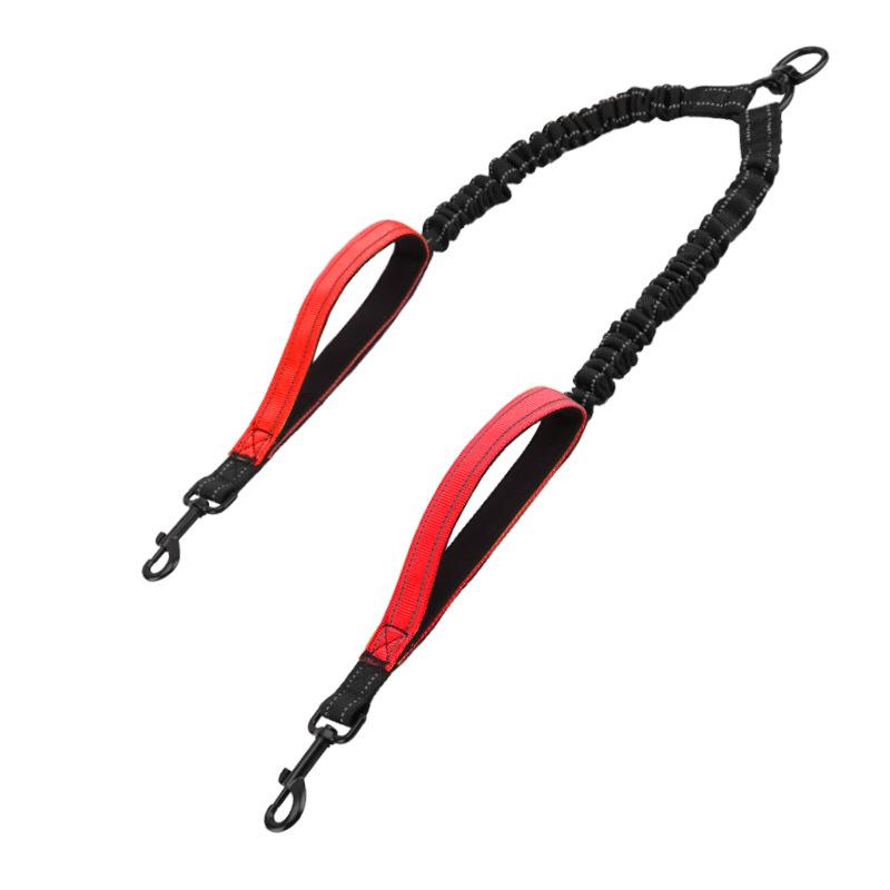 

High elastic telescopic double handle leash double reflective dog chain 50-90 cm