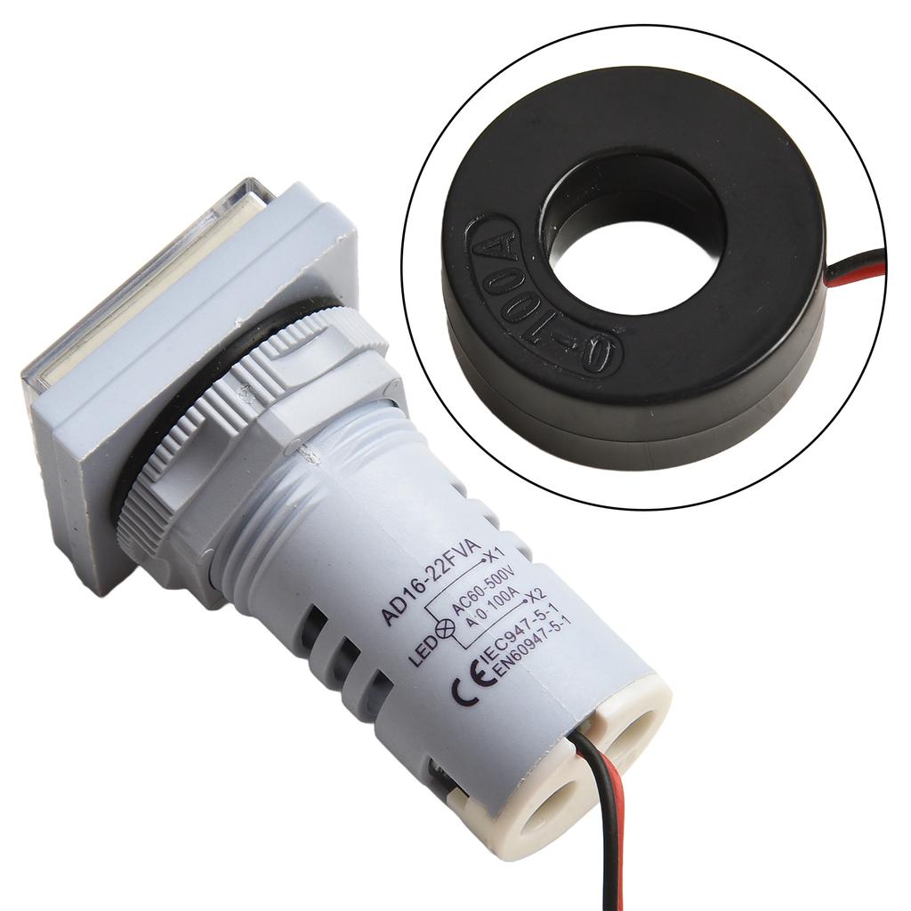 Digital AC Ammeter Voltmeter Frequency Meter Square Tube Screen Voltage With Transformer 22mm Current Tester Gauge