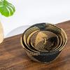 Handmade Straw Storage Baskets Rattan Flower Pot Belly Basket with Handles Folding Clothes Laundry Storage Container