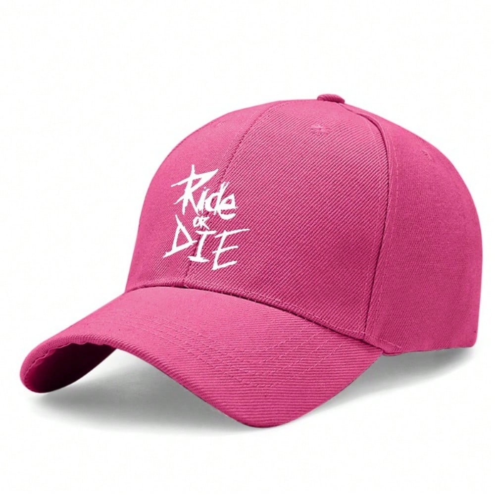[Light Beige Baseball Cap] Ride Or Die Letter Print Polyester Adjustable Breathable Casual Streetwear Outdoor Sports Dad Hat For Men Women