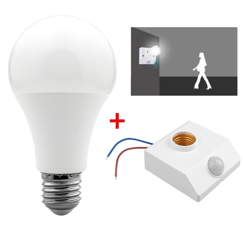 E27 Glühbirne mit PIR-Bewegungssensor Lichthalter E27 Fassung Konverter LED E27 Glühbirne Lampensockel Intelligenter Schalter Glühbirne Lampenhalter