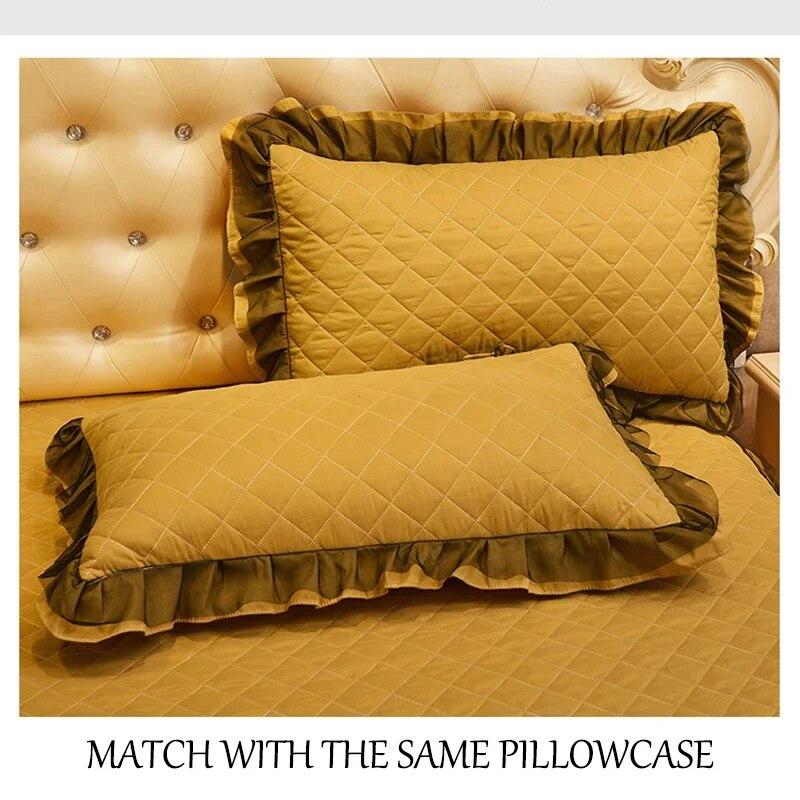 Luxury Lace Bed Skirt Thickened Bed Spread King Size 2/3 Pcs Cotton Queen Bedded Set Mattress Solid Color Plus Size Sheets