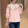 ZANZEA Blusa casual da donna a maniche 3/4 con scollo rotondo e stampa floreale ampia
