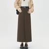 Women's High-Waist Woolen Midi Skirt - Slimming Bodycon with Slit for Autumn/Winter