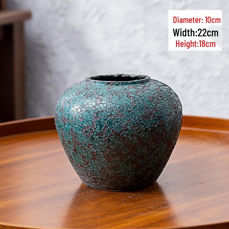 Japanese-Style Retro Ceramics Vase with Figurines for Creative Flower Arrangements