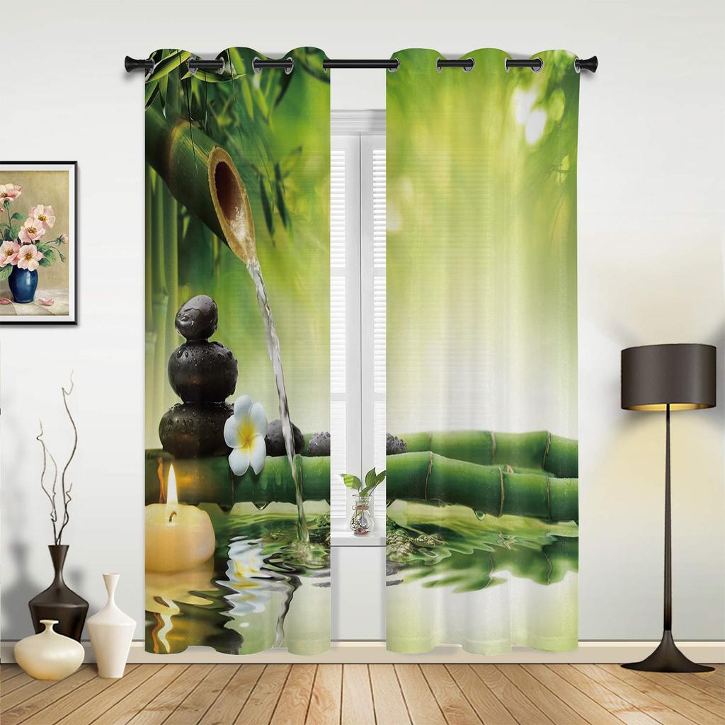 Orchid Dewdrop Zen Stone Arrow Bamboo Curtains for Bedroom Living Room Drapes Kitchen Children's Room Window Curtain Home Decor