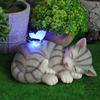 Garden Ornament Cats Solar Light Statue for Backyard Cafe Indoor Outdoor Statue Sculpture LED Cats Figurine Yard Lamp