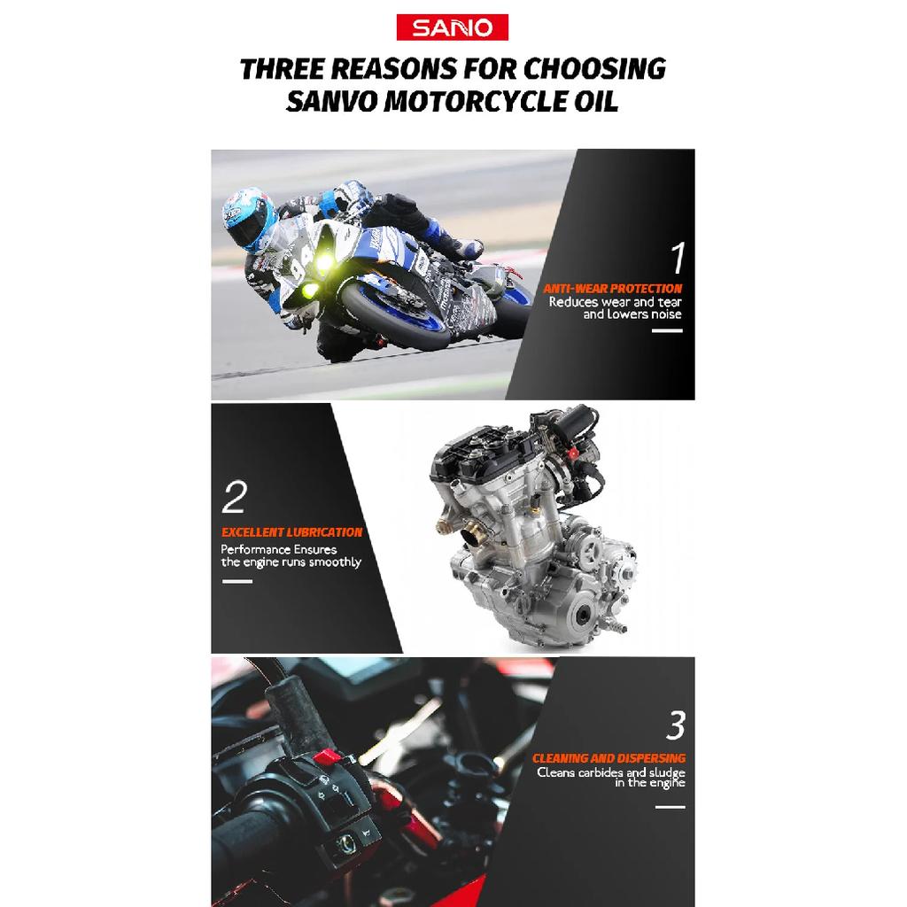SANVO 10w40 4t Motorcycle Oil,keep Strong Power,anti-wear,motorcycle Engine Oil SG 0.9L