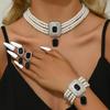 Women's Fashion Light Luxury Short Style Imitation Zircon Rhinestone Necklace Earrings Bracelet Zircon Set Party Festival Gift