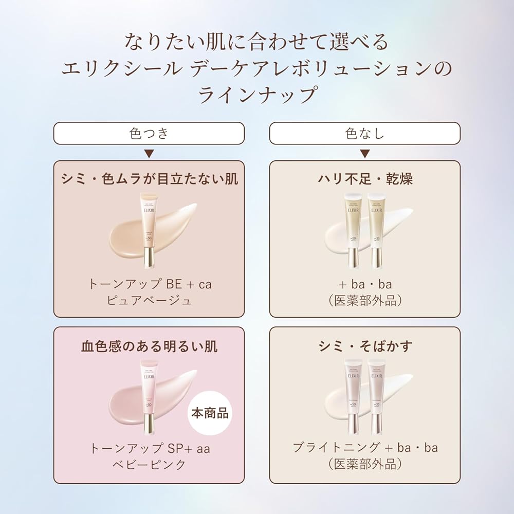 Elixir Day Care Revolution Tone Up UV Emulsion Baby Pink 35g SPF50+ PA++++ Moisturizer Sunscreen Makeup Base