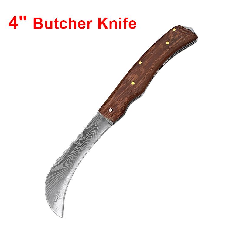 

Кухонный нож для бананов, ананасов, фруктов, складной нож с деревянной ручкой, лезвие с узором из дамасской стали, нож шеф-повара из нержавеющей стали, нож для резки