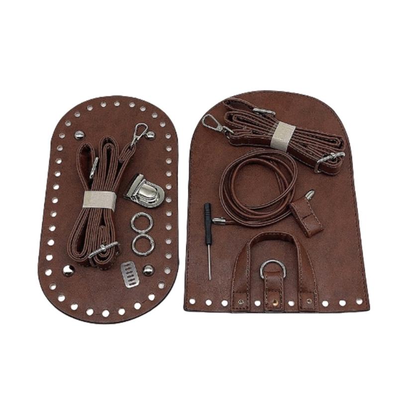 Crochet Bag Making Kit With PU Leather Backpack Bottom Base Flip Cover Adjustable Strap And Lock Buckle For DIY Projects