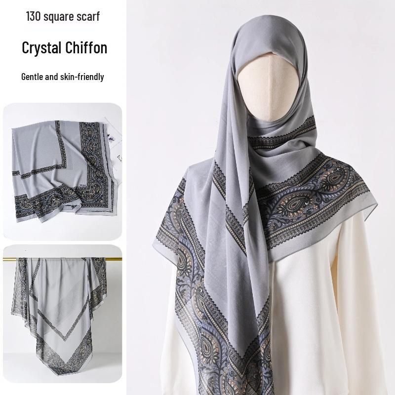Damenmode 130x130 Seidenähnlicher Gaze Quadratischer Schal Stola - High-End, Leichtgewicht, Langer Schal