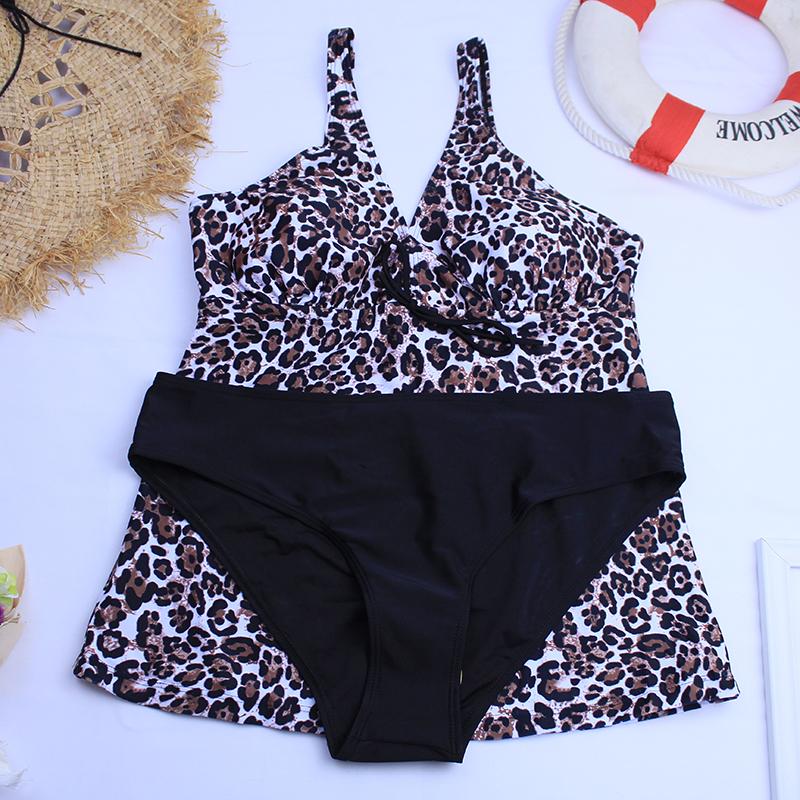 2026 Ny Baddräkt Dam Tankini Set Stor Storlek Tvådelad Vintage Sport Vadderad Hög Midja Badkläder Push Up Baddräkt Bikini 5XL