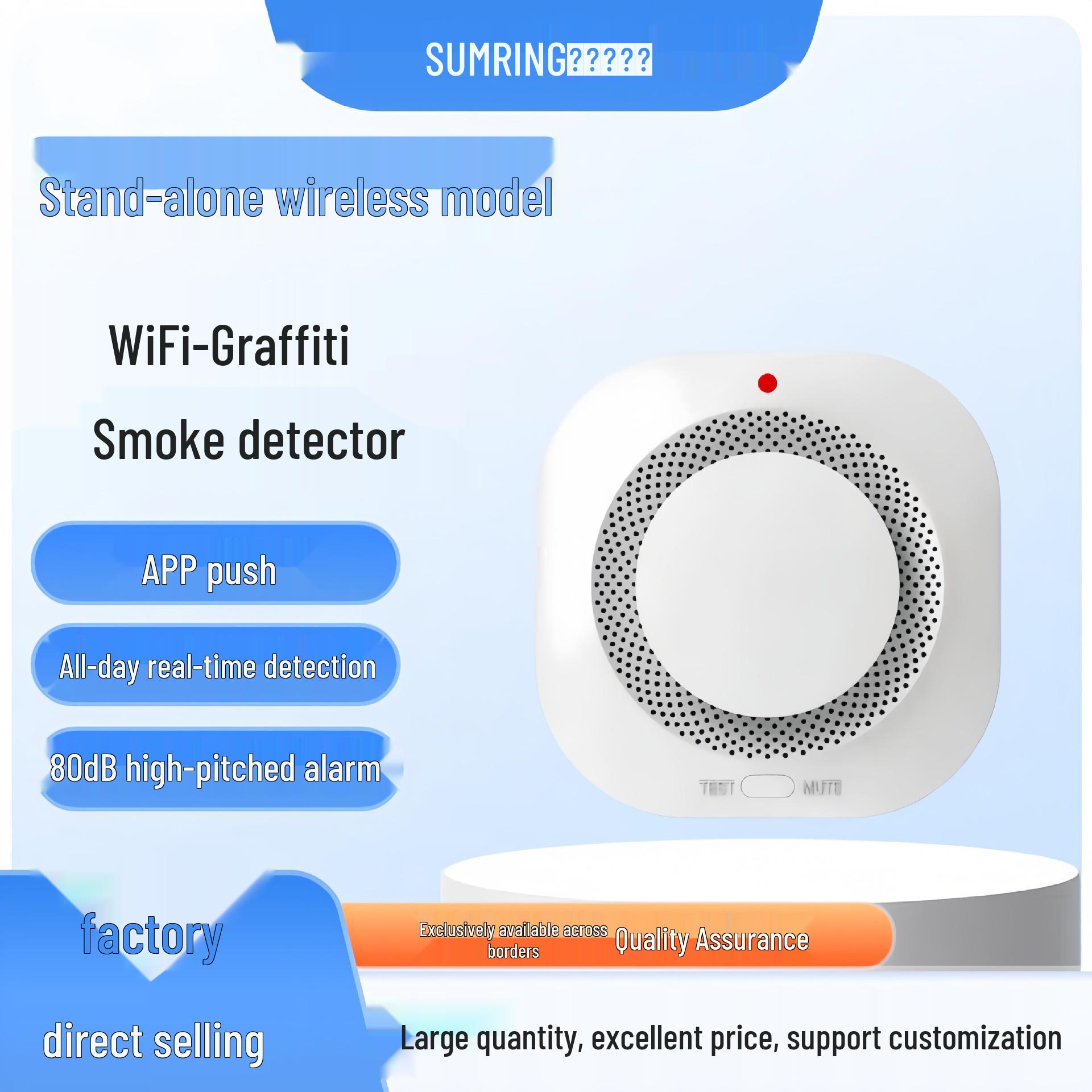 

WiFi-Enabled Photoelectric Smoke Alarm - Battery-Powered, Standalone Smoke Detector for Homes Standalone