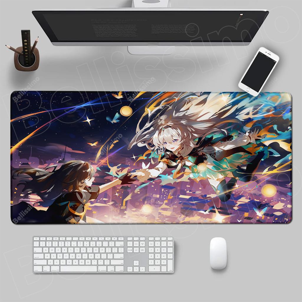 Anime Gaming Mousepad Honkai Star Rail Mouse Pad Locking Edge Mouse Mat Office Large Non-Slip Keyboard Mat Raiden Bosenmori Mei