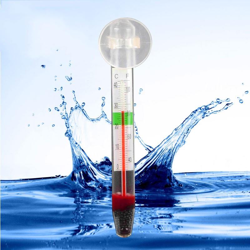 Glass Tube Aquarium Fish Thermometer Temperature Submersible Suction Tanks Decor