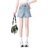 New Patchwork High-Waist Light Blue Denim A-Line Shorts - Summer 2025 Collection