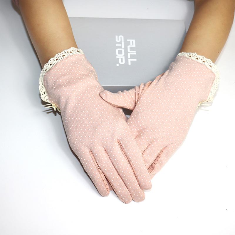 Gants de Cyclisme en Coton Anti-UV pour Femmes - Protection Solaire, Antidérapants, Style Fin, Longueur Courte, Design Imprimé pour le Printemps et l'Été