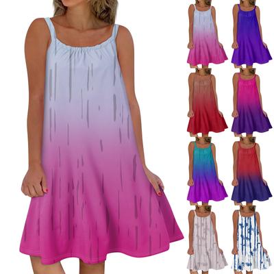 Γυναικεία μόδα Καλοκαιρινή Παραλία Casual Αμάνικο χαριτωμένο φόρεμα με σφεντόνα