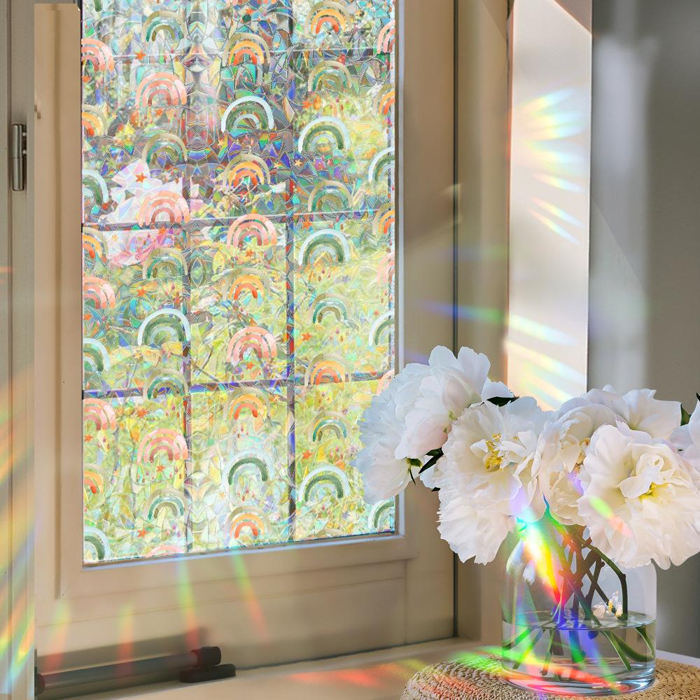 Window Covering Privacy Film Static Cling Glass Stickers Non-Adhesive Static Stained for Home Heat Control