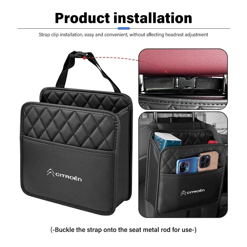 Leather Car Tissue Storage Box Seat Back Paper Water Cup Bag For Citroen Jumper Celysee Cactus Picasso Aircross Saxo Grand aiu256