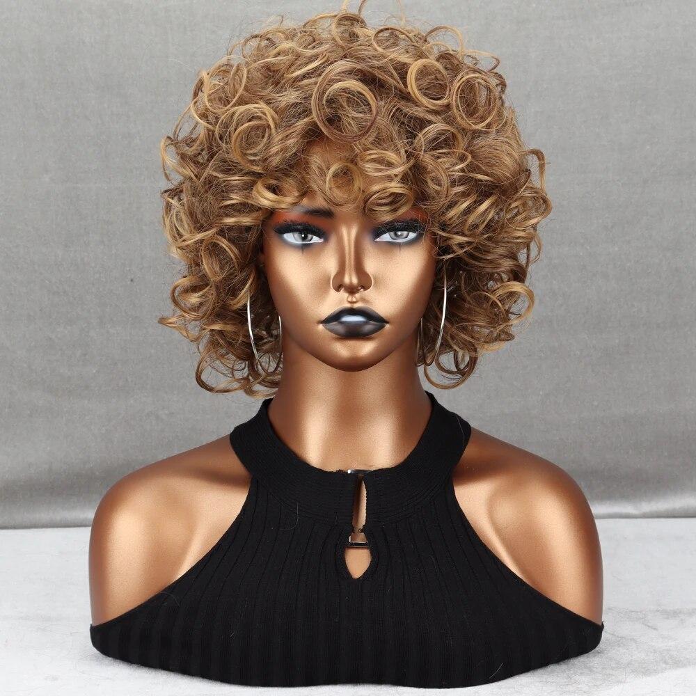 Парики Afro Kinkys Wigs Синтетический вьющийся полный парик для чернокожих женщин P4/27