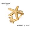 Lemegeton Ocean Star Fish Shell Open Ring Women's Gold Stainless Steel Ring Summer Beach Wind Waterproof Jewelry