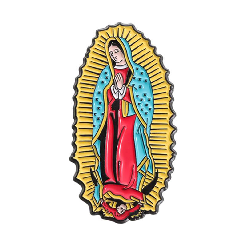 Our Lady of Guadalupe Enamel Pin Virgin Mary Praying Catholic Religious Retro Christian Brooch Badges Jewelry Gifts for Friends