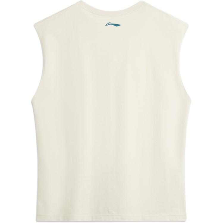 Li Ning Bad Five Letter Round Neck Comfortable Breathable Versatile Sleeveless Loose Vest Men tops Rock-White Gray AVSU779-1