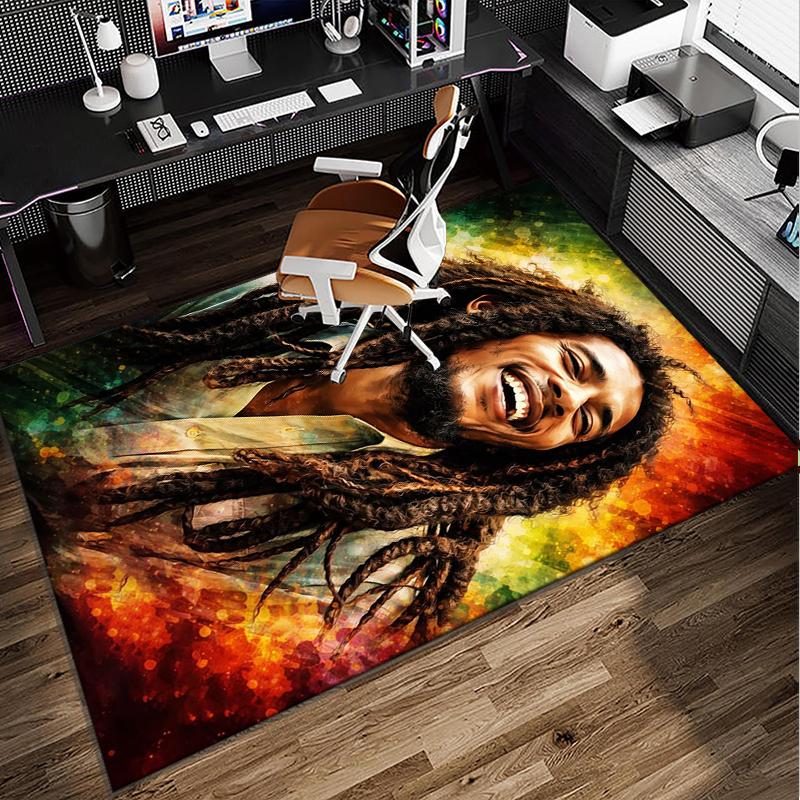 Bob music Vibrant Art Office Rug Chair Mat, Game Carpet, Suitable for Front Door, Bedroom, Living Room, Desk, Holiday Gift
