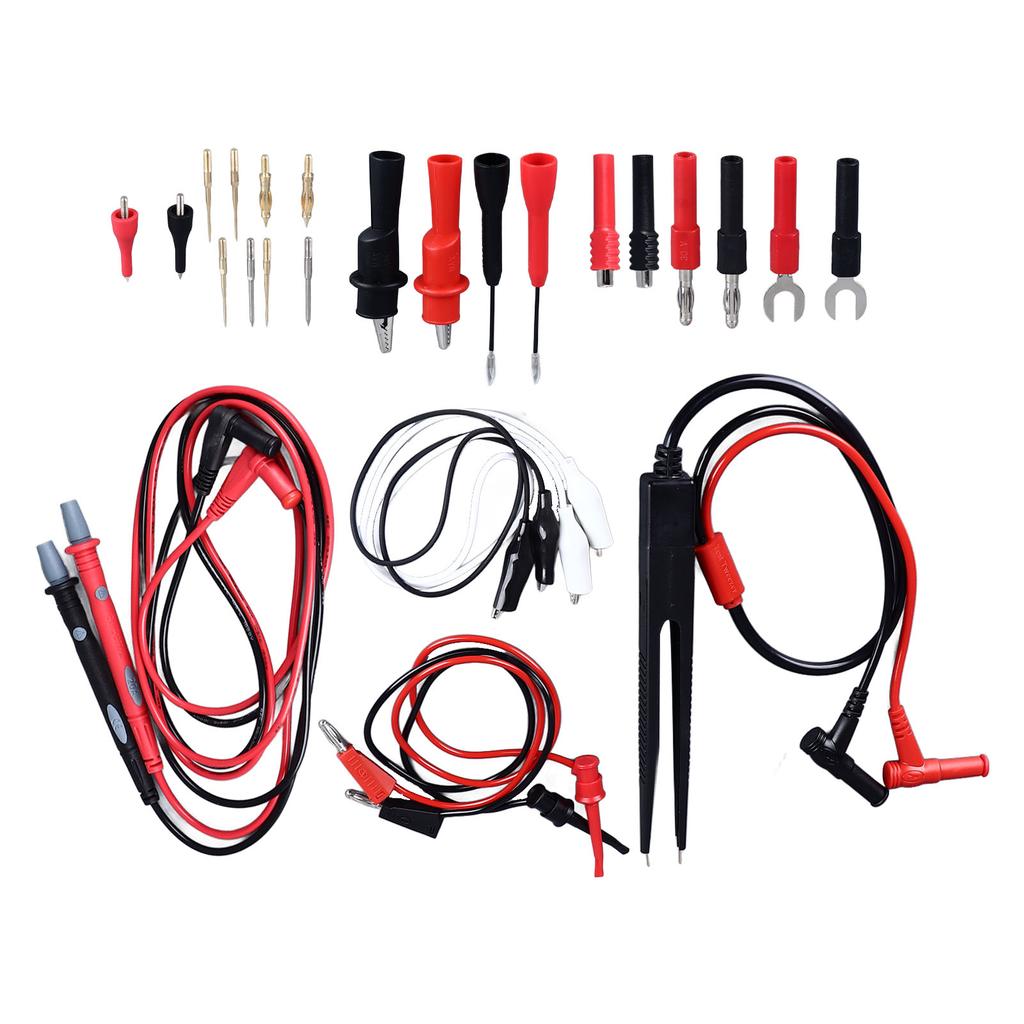 27Pcs Multimeter Test Set Electrical Hook Probes Multifunctional Replaceable Kit 10A with 1mm 2mm