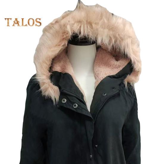 Zimní péřový kabát Polstrovaný s chlupatou kapucí a kapsami Zapínání na zip Parka Větruodolná Udržování tepla Denní svrchní bunda za chladného počasí