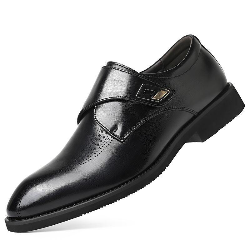 Men's Pointed Toe Cowhide Leather Shoes: Genuine Casual & Business Formal, British Style - Black/Brown, 2025.