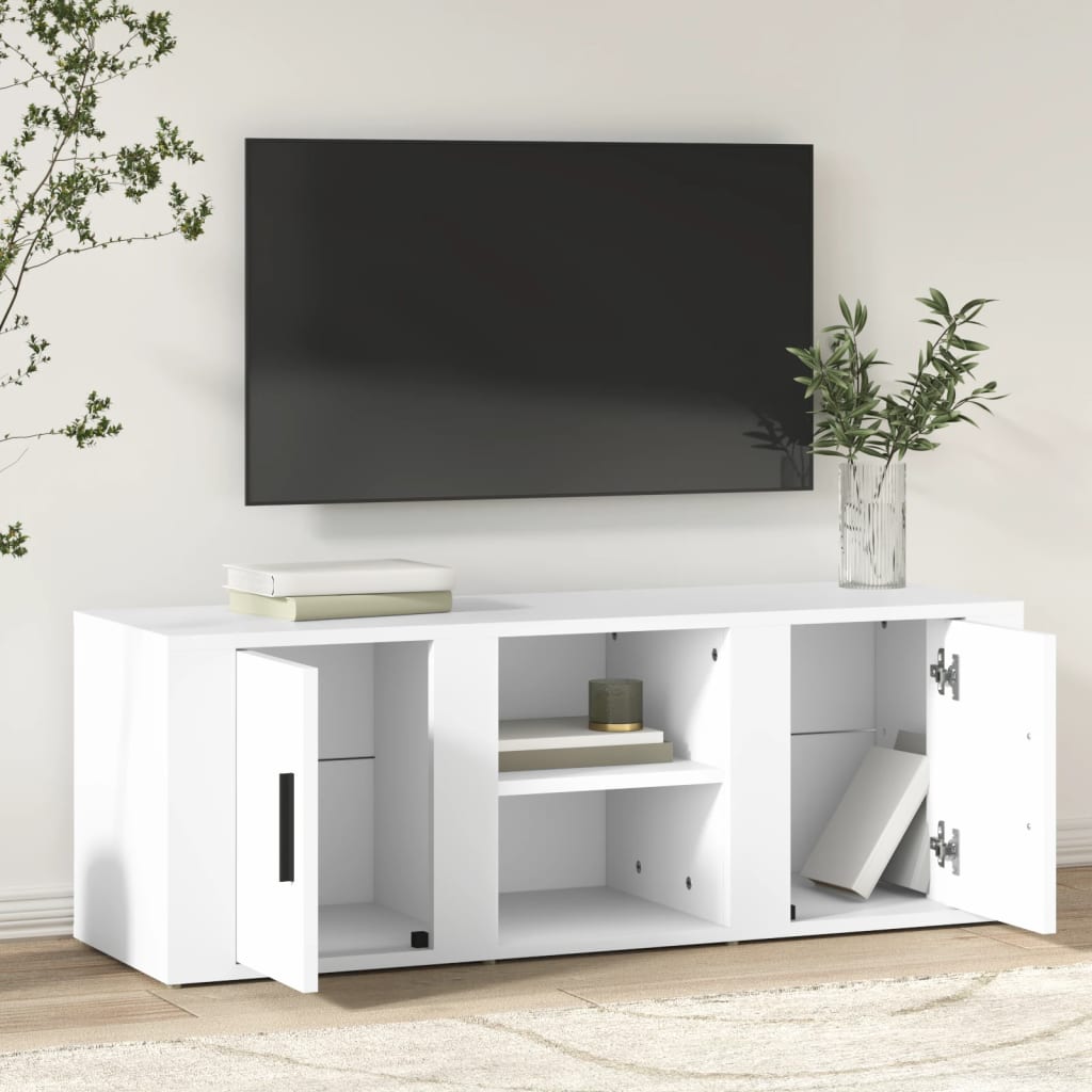 Vidaxl Szafka Pod Tv, Biała, 100X31,5X35 Cm, Materiał Drewnopochodny