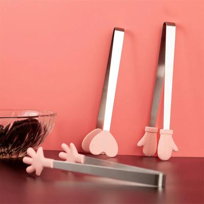3 buc Clip pentru alimente anti-alunecare din oțel inoxidabil Mănuși drăguțe pentru palmă Clești pentru cuburi de gheață din silicon Clești pentru alimente rezistenți la căldură Ustensile de bucătărie pentru restaurante/baruri/cafenele