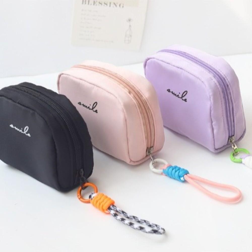 Solid Color Coin Purse Large Capacity Multifunctional Sanitary Napkin Storage Bag With Zipper Cosmetic Bag Multi-Purpose Use